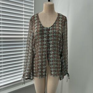 Anthropologie Tape Measure Sheer Geometric Blouse
